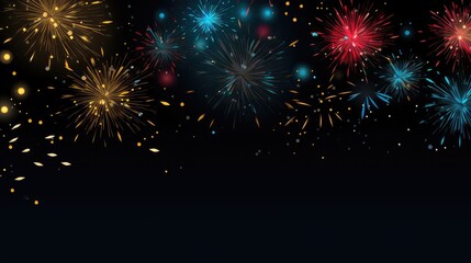 Banner with fireworks on light black background
