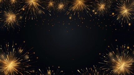 Banner with fireworks on light black background