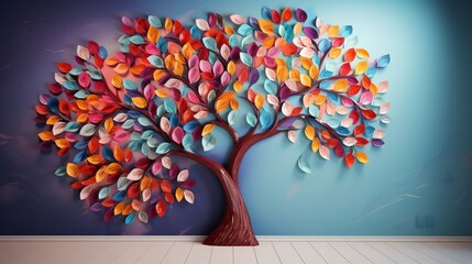tree with colorful leaves background 