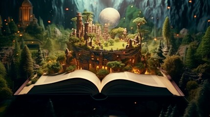 magic book with magic lights generated by AI