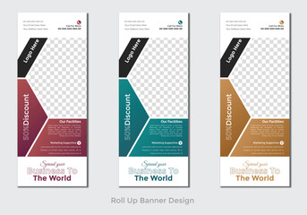 Roll up banner design template,modern x-banner,agency roll up banner design or pull up banner template,editable roll-up banner vector,Agency stands roll up banner design stands template layout with 3 
