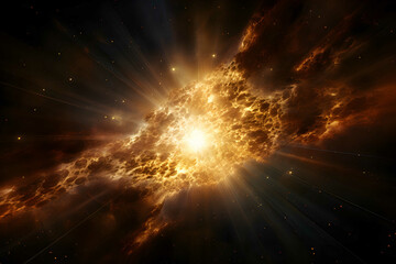 sci-fi concept, scene of sun explosion, bright illumination, supernova - obrazy, fototapety, plakaty