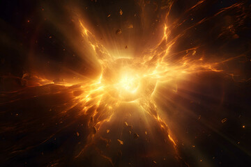 supernova , scene of sun explosion, bright illumination, sci-fi concept - obrazy, fototapety, plakaty