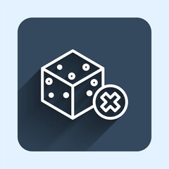 White line No sugar free icon isolated with long shadow background. Sugar cubes. Sweet, nutritious, tasty. Refined sugar. Blue square button. Vector