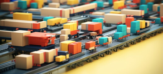 colorful shipping center in motion