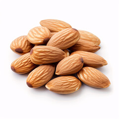 group of almonds isolated on white