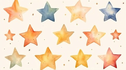  a watercolor painting of stars on a white background with stars.  generative ai