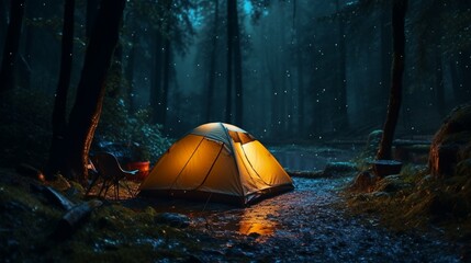 camping in the night