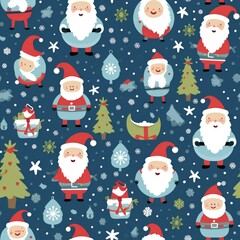 Santa in Christmas seamless pattern