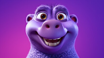  a purple animal with big eyes and a smile on it's face.  generative ai