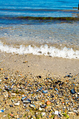 Calm sea or ocean wave on the beach by the sea, location Turkey Istanbul Buyukada