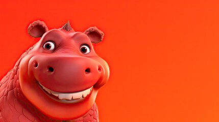  a cartoon hippopotamus is smiling for the camera.  generative ai