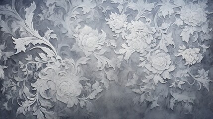  a wall with white flowers on it and a black background.  generative ai - obrazy, fototapety, plakaty