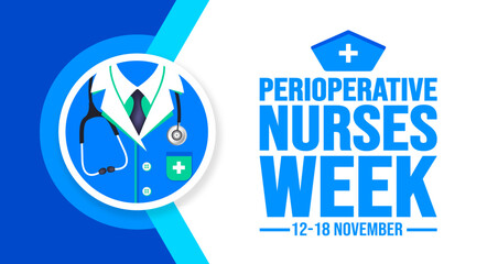November is Perioperative Nurses Week background template. Holiday concept. background, banner, placard, card, and poster design template with text inscription and standard color. vector illustration. - obrazy, fototapety, plakaty