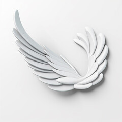 A 3D rendering of angelic white wings against a plain white backdrop. This resource can be used for elements such as objects, text, or 3D character cartoon figures. Generative AI.