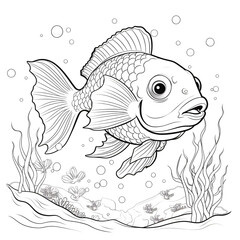 Cute fish drawing printable coloring page