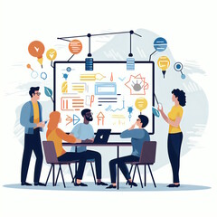 Team of Employees in Vector Illustration