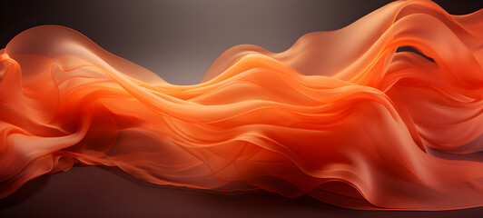 Orange paper waves abstract banner design. Elegant wavy vector background