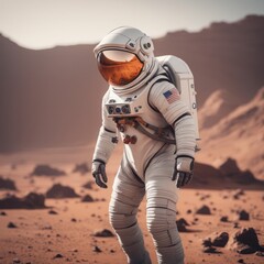 Obraz na płótnie Canvas astronaut in space suit astronaut in space suit astronaut walking on mars