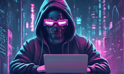 hacker in cyber attack hacker in cyber attack hacker in cyber attack concept. hacker with laptop...