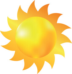 funny sun illustrationon transparent background