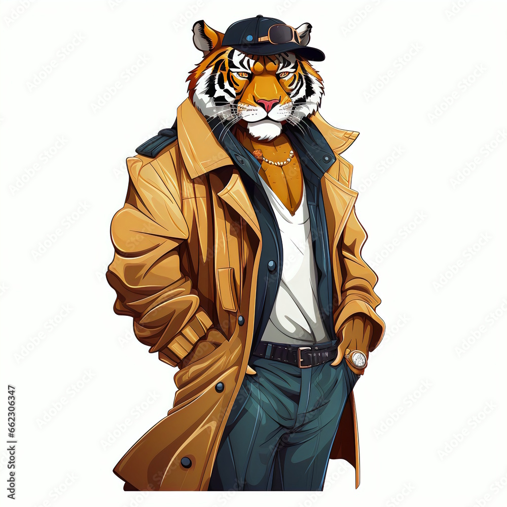 Wall mural fashionable tiger in vector art