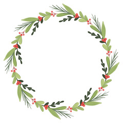 Christmas decoration wreath. Wreath With Leaves and Berries