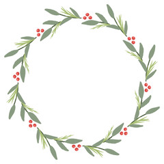 Christmas decoration wreath. Wreath With Leaves and Berries
