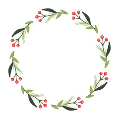 Christmas decoration wreath. Wreath With Leaves and Berries