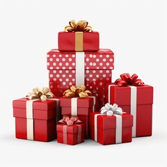 Gift box isolated on white background. Packaging with bow and ribbon.