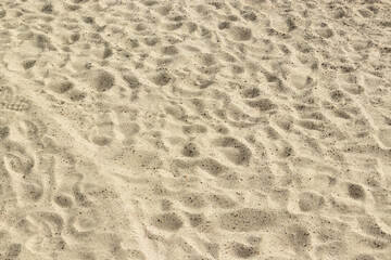 Texture of dry yellow sand. Yellow sand in a large sandbox. Beach sand background
