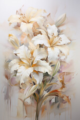 painting of lilies with gold foil