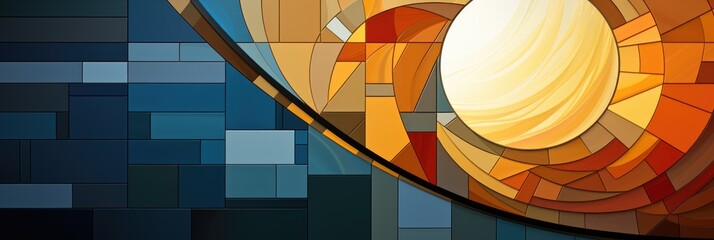 An abstract painting of a circular design. AI image.