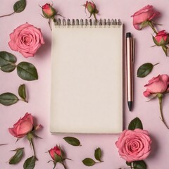 a rose with a notepad,Generative AI