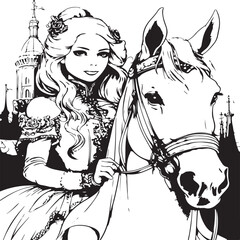 princess on a horse coloring page