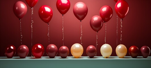 air balloons birthday party templatballoons falling confetti blurry background.  Realistic Festive background with colorful