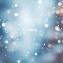Obraz premium Christmas winter blurred background. Xmas tree with snow decorated with garland lights, holiday festive background. Widescreen backdrop. New year Winter art design, wide screen holiday border.