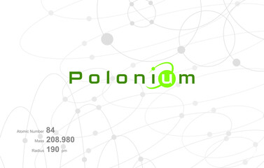 Modern logo design for the word POLONIUM which belongs to atoms in the atomic periodic system.