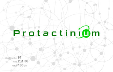Modern logo design for the word PROTACTINIUM which belongs to atoms in the atomic periodic system.