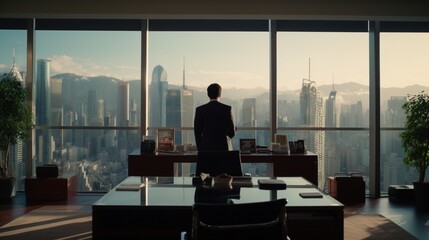 A manager raises their voice at a subordinate for excessive absenteeism in a high-rise office