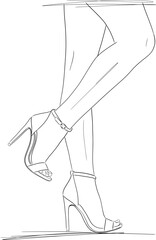 Sexy legs woman, high-heeled shoes, sketch drawing style - 662322107