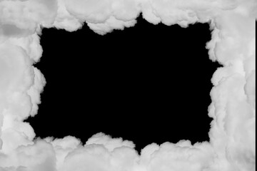 Clouds over black background .