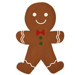 Illustrator of cute gingerbread man With transparent background