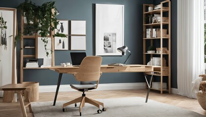 Scandinavian home office interior featuring the use of task chair