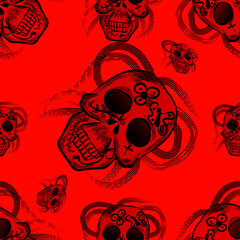 mexican skull print seamless pattern