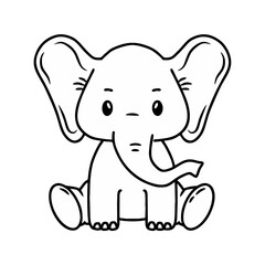 Elephant icon in thin line style isolated on white background. Vector illustration