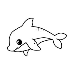 Dolphin icon in thin line style isolated on white background. Vector illustration