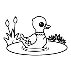 Duck icon in thin line style isolated on white background