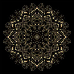 Mehndi Henna Drawing Circular Mandala pattern for tattoo, decoration premium product poster or painting. Decorative ornament in ethnic oriental style. Outline doodle hand draw illustration.
