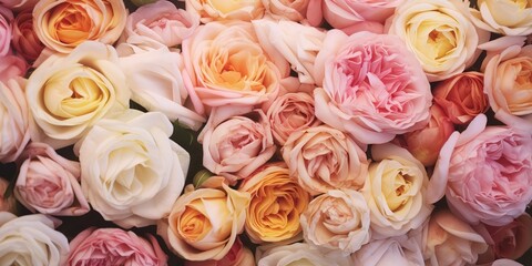A charming collection of roses of various colors blooming. Generative AI